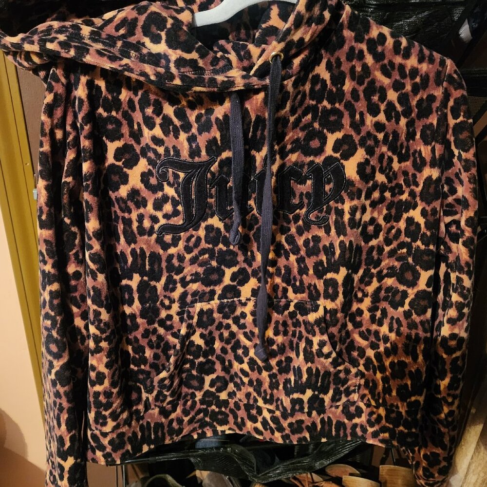 JUICY BLACK LABLE LEOPARD VELOUR HOODIE